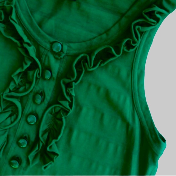 🔴 Marc by Marc Jacobs green sleeveless front ruffle x-ray top XS - Picture 2 of 7